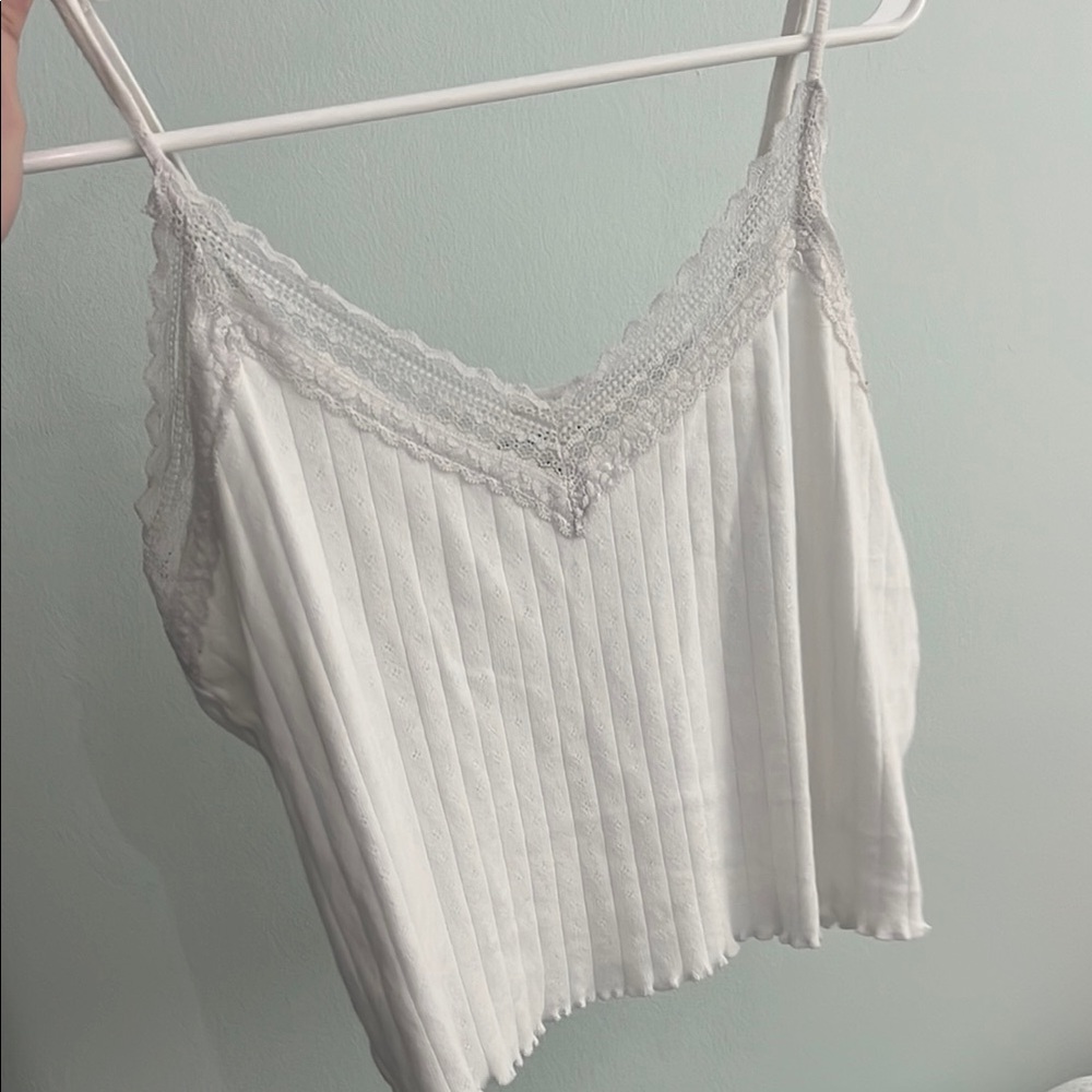 White Lace Trim Cami Top